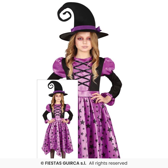 Purple Star Witch Girls Halloween Fancy Dress Costume Witches Outfit Kids Age 3-12