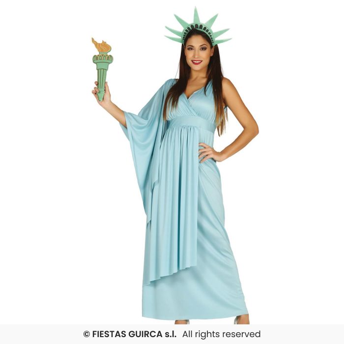 Statue Lady Liberty Fancy Dress Costume American Outfit UK 8-18