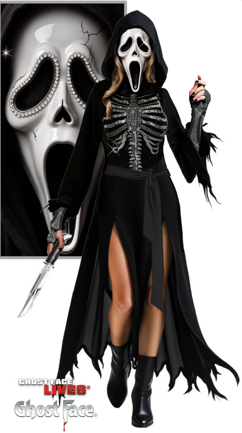 Ladies Skele-Stone Ladies Ghost Face® Scream Halloween Fancy Dress Costume