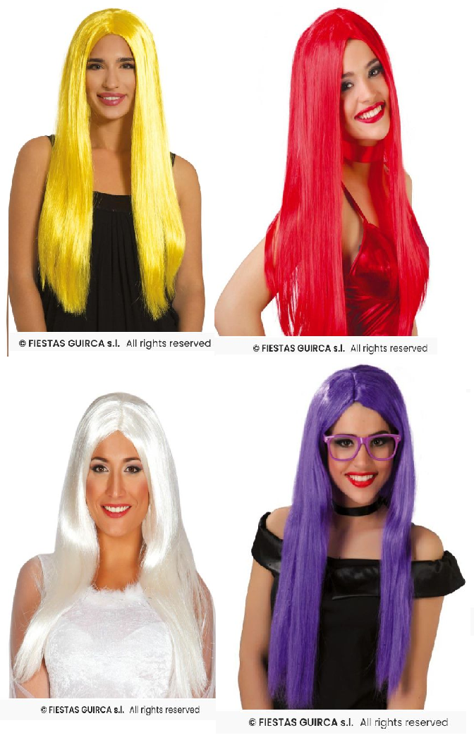 Long Straight Wig Adults Fancy Dress Glamuor Wig Ladies Coloured Wigs
