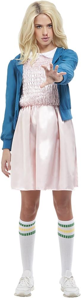 Smiffys 80's Strange Girl Costume Pink Jacket & Dress 1980's Fancy Dress UK 16-18