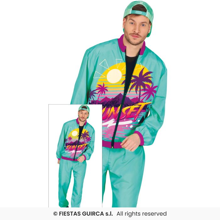 Sunset Hip Hop Tracksuit 90s Shellsuit Mens Retro 118 Trackie Fancy Dress Costume M-XL