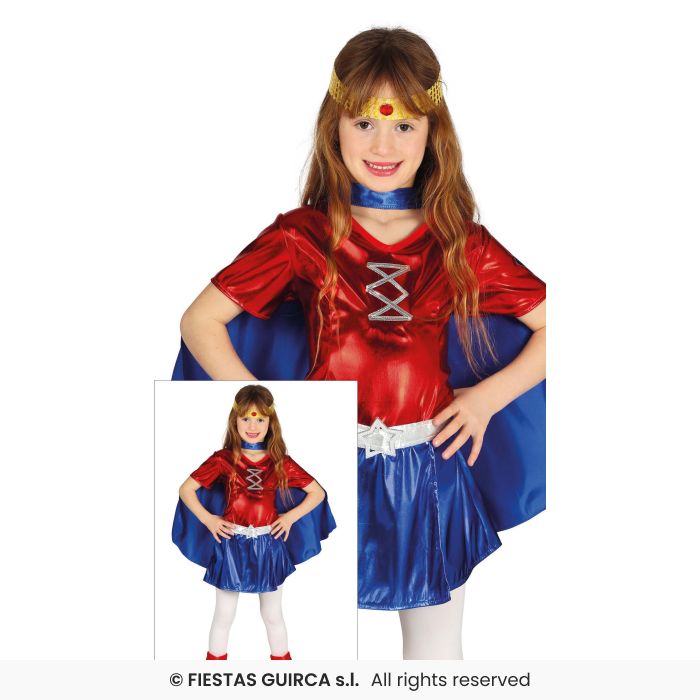 Super Heroine Girls Metallic Superhero Fancy Dress Costume Film Movie Age 3-13