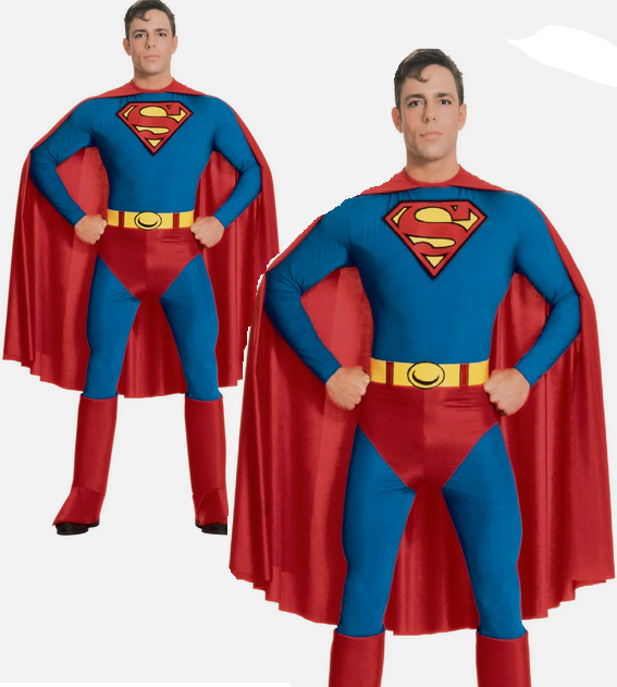 Mens Classic Superman Costume Adults Licensed Superhero Fancy Dress Outfit