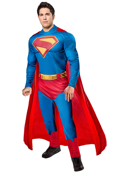 Superman Deluxe Adults Costume Official Mens Superhero Marvel Fancy Dress Outfit