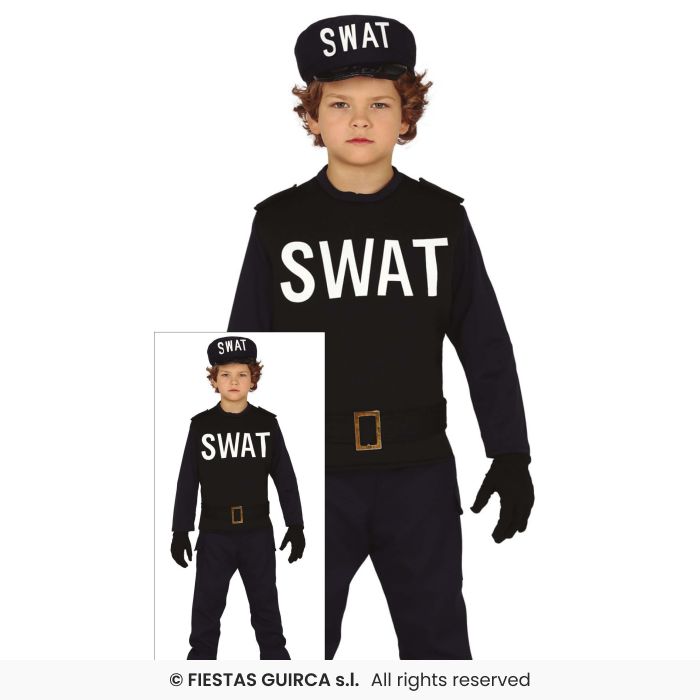 Boys Swat Police Officer Fancy Dress Costume Cop Policeman Occupations Outfit Kids Age 3-12 (Copy)