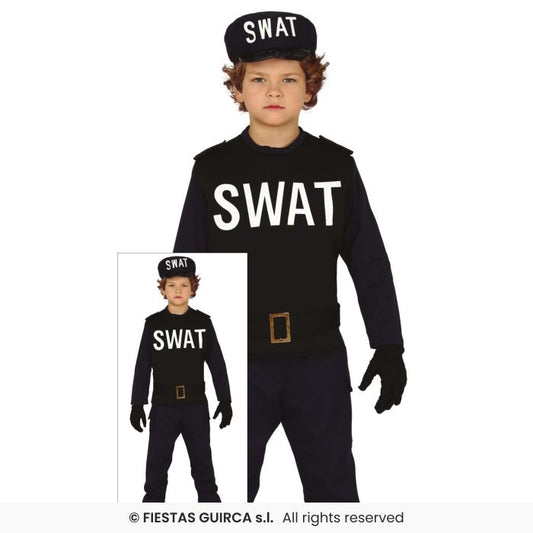 Boys Swat Police Officer Fancy Dress Costume Cop Policeman Occupations Outfit Kids Age 3-12 (Copy)