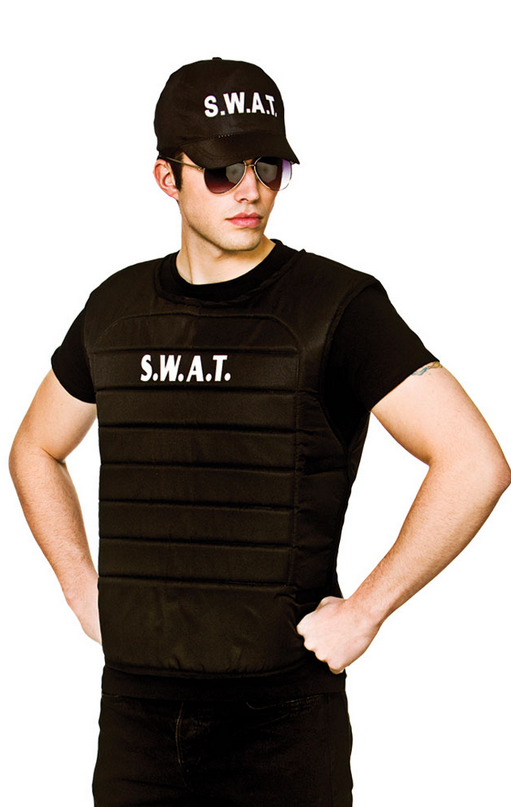 Swat Police Vest Adults Policeman Police Officer Swat Team Fancy Dress Costume Mens