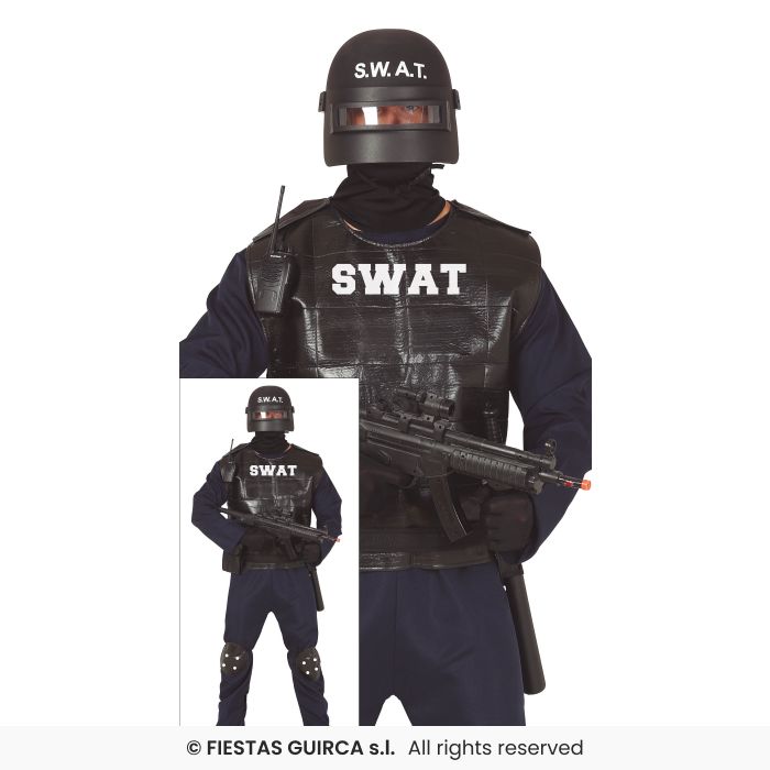Mens Swat Costume Riot Police Adults Cop Fancy Dress Outfit Police Officer M-XL