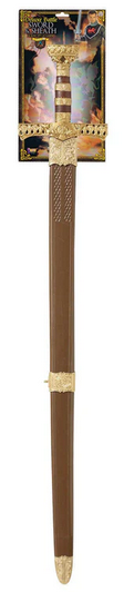 Crusader Sword Adults Knight Plastic Sword Gold Weapon Fancy Dress Prop