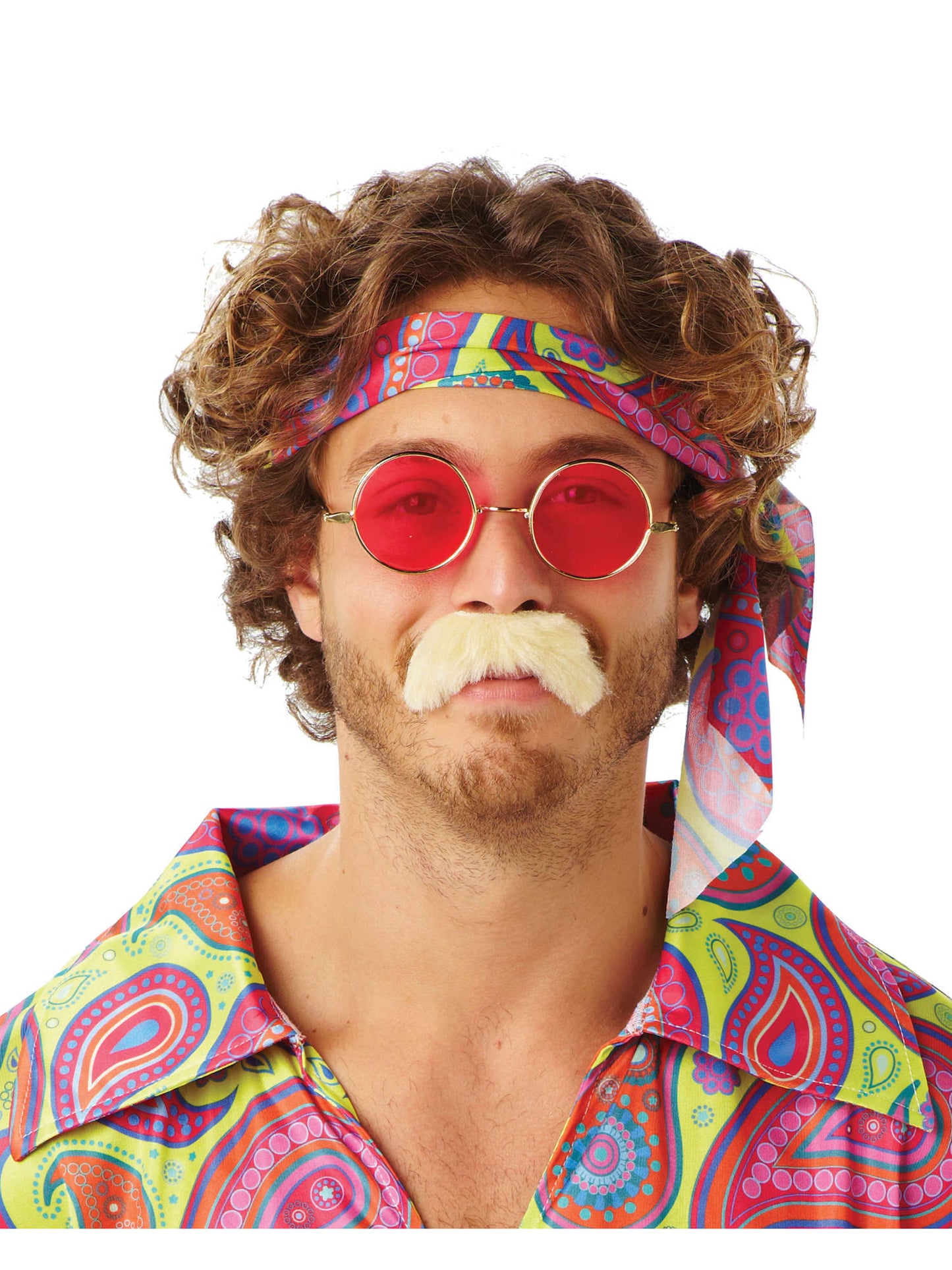 Blonde 70s Moustache Retro Disco Tash Fancy Dress Accessory Adults