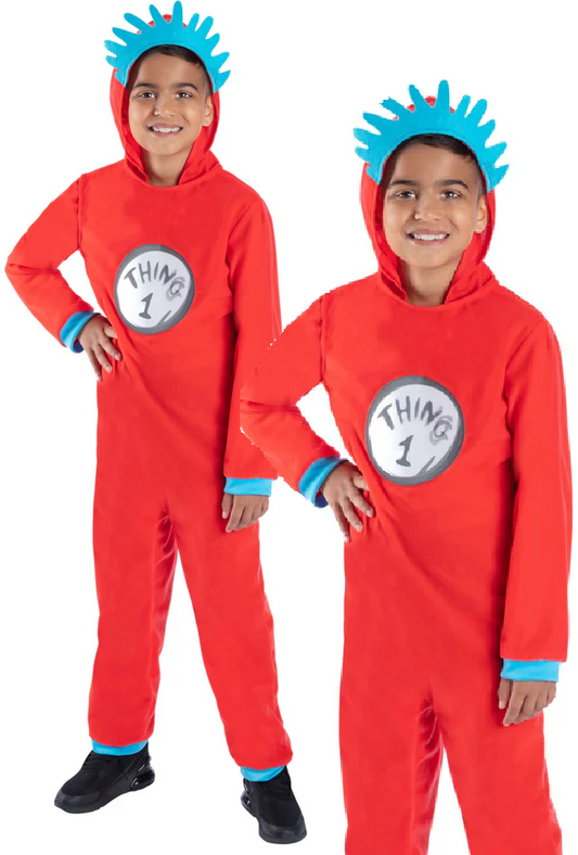 Dr Seuss Cat in the Hat Thing Costume Official Book Week Kids Fancy Dress Age 4-12