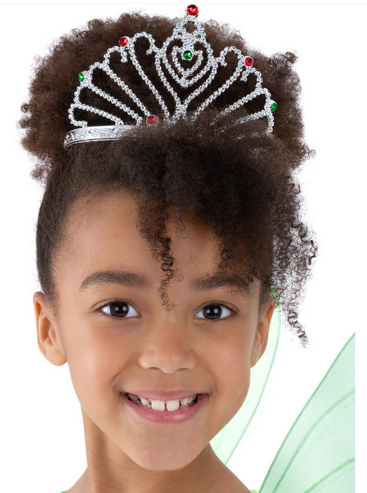 Silver Tiara Fan Design Plastic Girls Fancy Dress Accessory Princess Queen