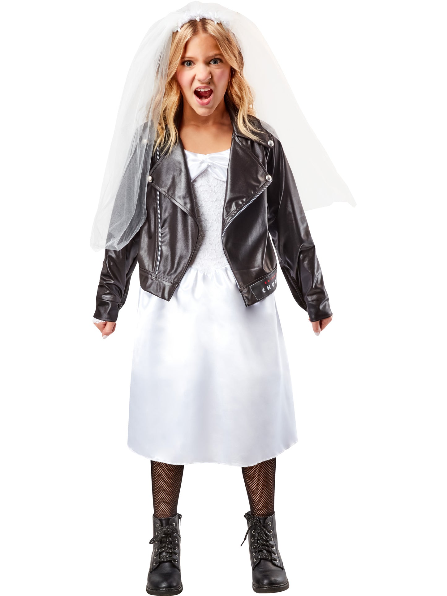 Bride Of Chucky Tiffany Girls Halloween Official Fancy Dress Costume Childs Play