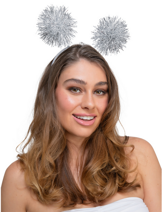 Christmas Tinsel Headboppers Fancy Dress Party Accessory Silver Hen Party Prop