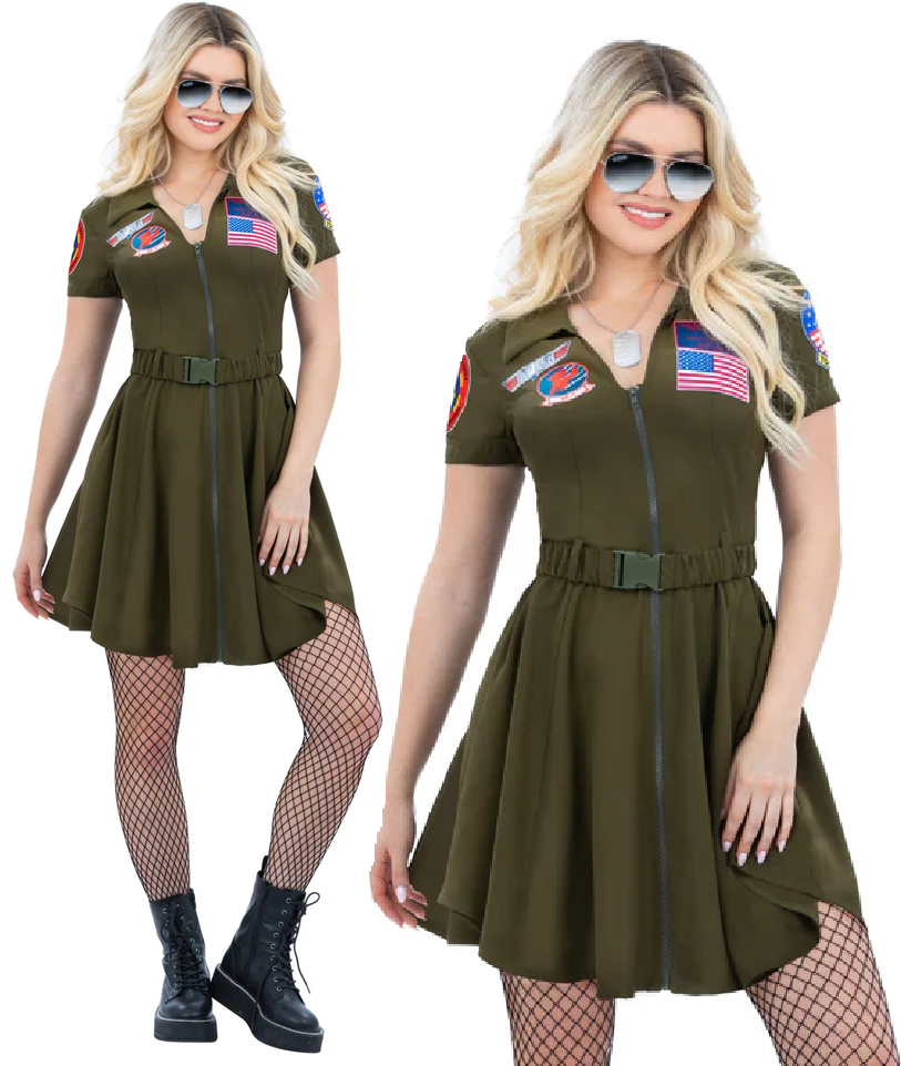 Top Gun Ladies Official Military Pilot Fancy Dress Costume Film TV 1980s