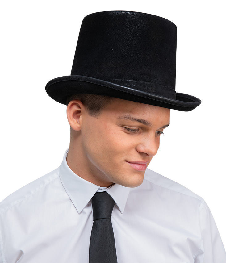 Deluxe Black Top Hat Victorian Gentleman Fancy Dress Mens Ladies Top Hat