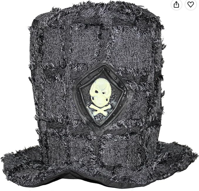 Grave Digger Hat Mens Grey Halloween Fancy Dress Hat Top Hat Scary