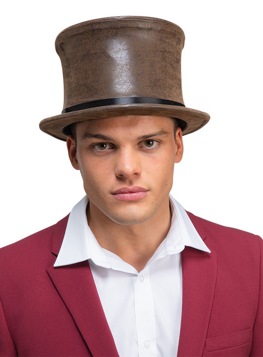 Brown Suede Top Hat (Pop Up Design)