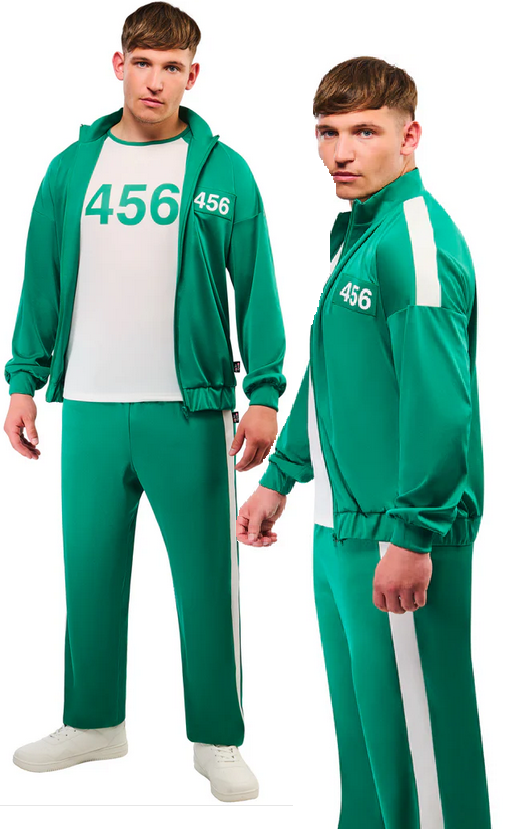 Player 456 Deluxe Netflix's Squid Game Fancy Dress Costume Adults Tracksuit Mens Ladies