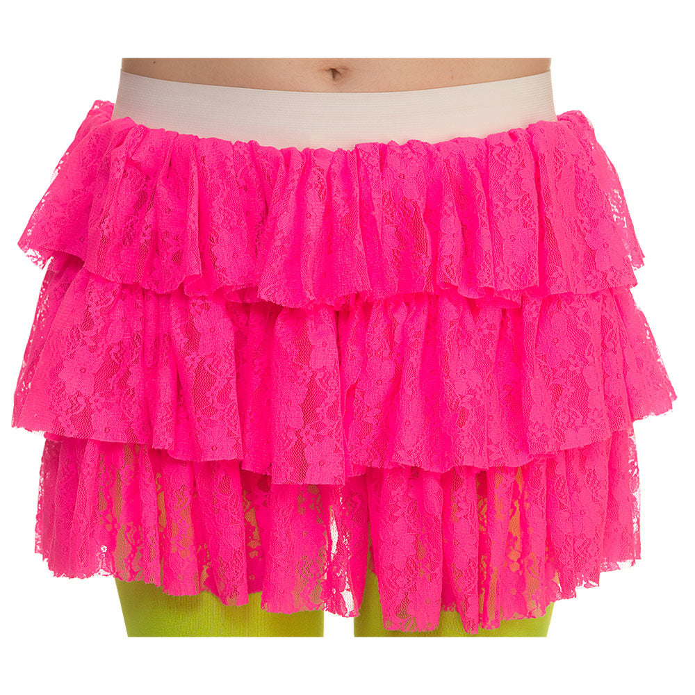 Ladies Aerobics Retro Disco Fancy Dress Costume Accessory Lace Tutu 80s Ra-Ra