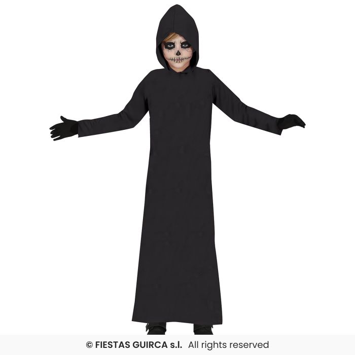 Black Hooded Robe Grim Reaper Scream Halloween Fancy Dress Costume Age 3-12