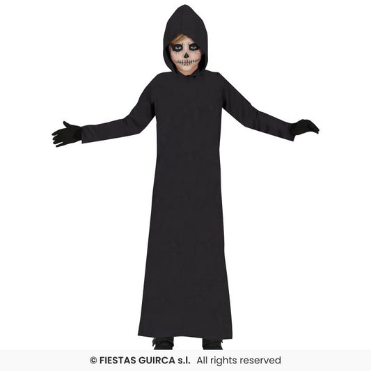 Black Hooded Robe Grim Reaper Scream Halloween Fancy Dress Costume Age 3-12