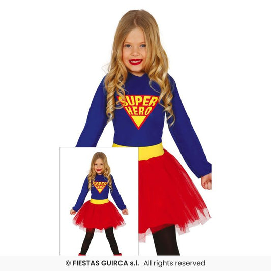 Super Girl Tutu Dress Superhero Kids Book Day Fancy Dress Costume Age 3-12