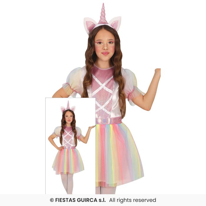 Rainbow Unicorn Fairytale Girls Mythical Fancy Dress Costume Book Day Age 3-12