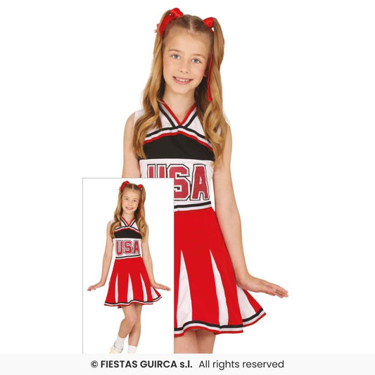 USA Dancing Cheerleader Girls Fancy Dress Costume Cheerleading Age 3-12