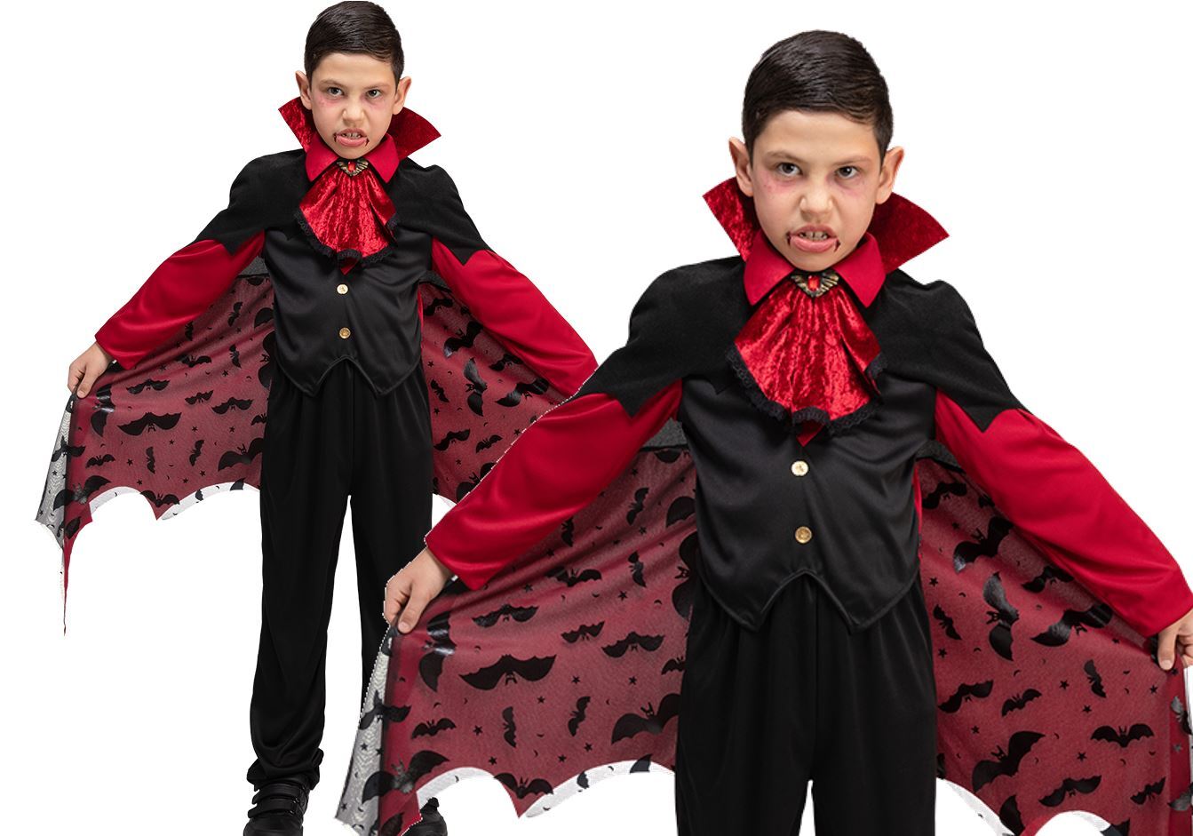 Gothic Vampire Boy Kids Halloween Dracula Fancy Dress Outfit Age 5-13