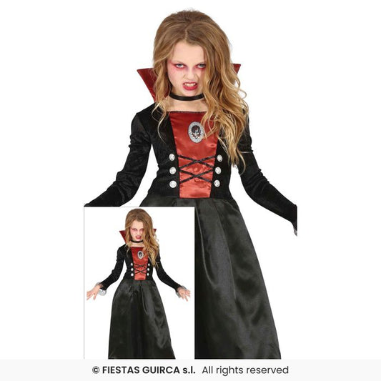 Vamp Classic Vampire Costume Girls Vampiress Fancy Dress Halloween Outfit Aged 3-12