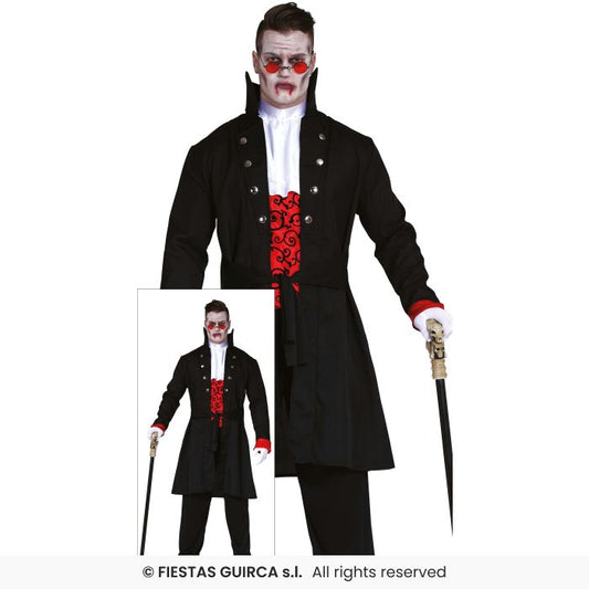 Mens Vampire Dracula Halloween Deluxe Fancy Dress Costume Adults S-XL