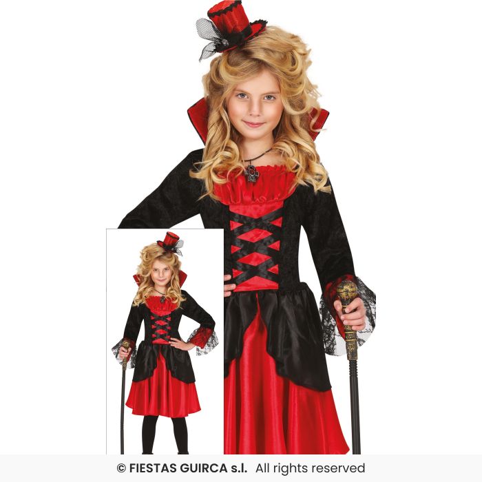 Vampire Girl Costume Kids Vampiress Halloween Fancy Dress Outfit Aged 3-12