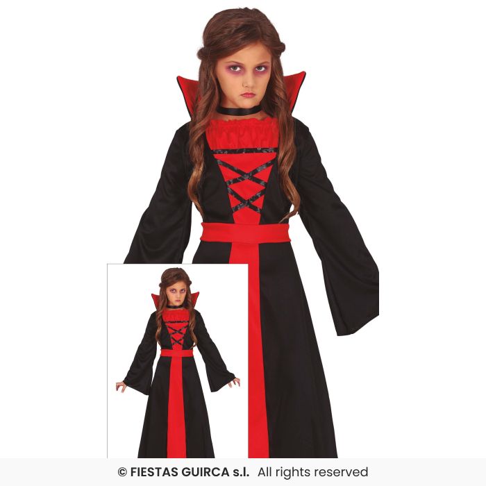 Girls Vampiress Classic Vampire Kids Halloween Fancy Dress Costume Aged 3-12