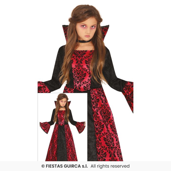 Deluxe Girls Vampiress Costume Kids Halloween Vampire Fancy Dress Outfit Kids Aged 3-12