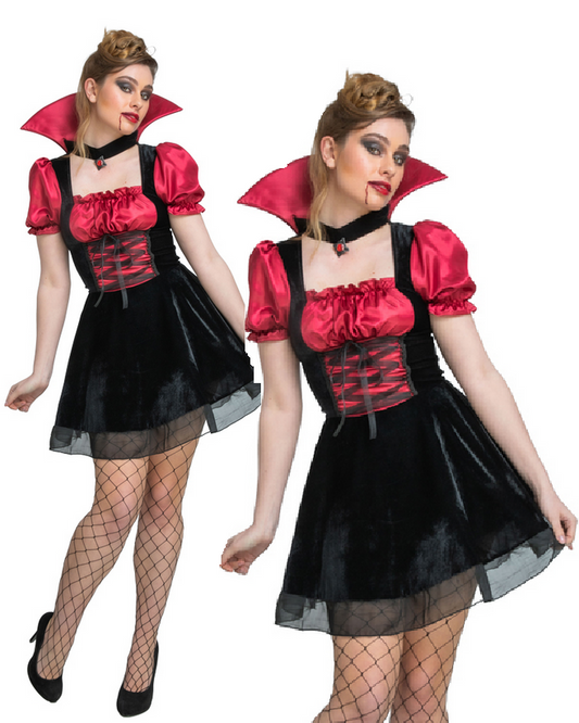 Bloodthirsty Vampiress Costume Ladies Halloween Vampire Outfit Adults Fancy Dress