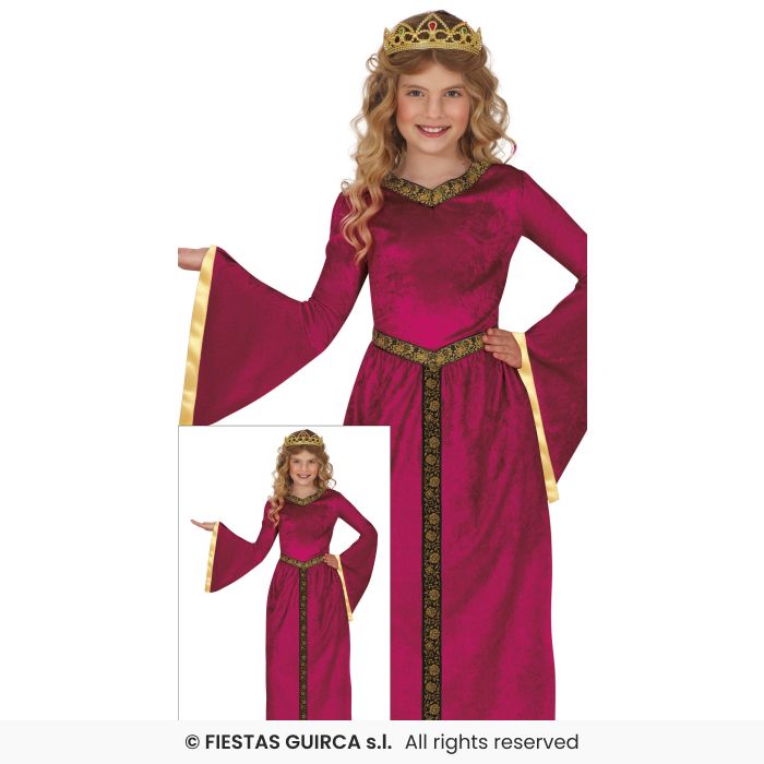 Red Medieval Maiden Girl Kids Book Day Educational Fancy Dress Costume Age 3-12