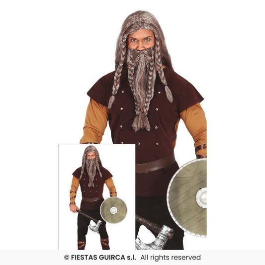 Warrior Mens Viking Costume Adults Noarse Warrior Fancy Dress Historical M-L