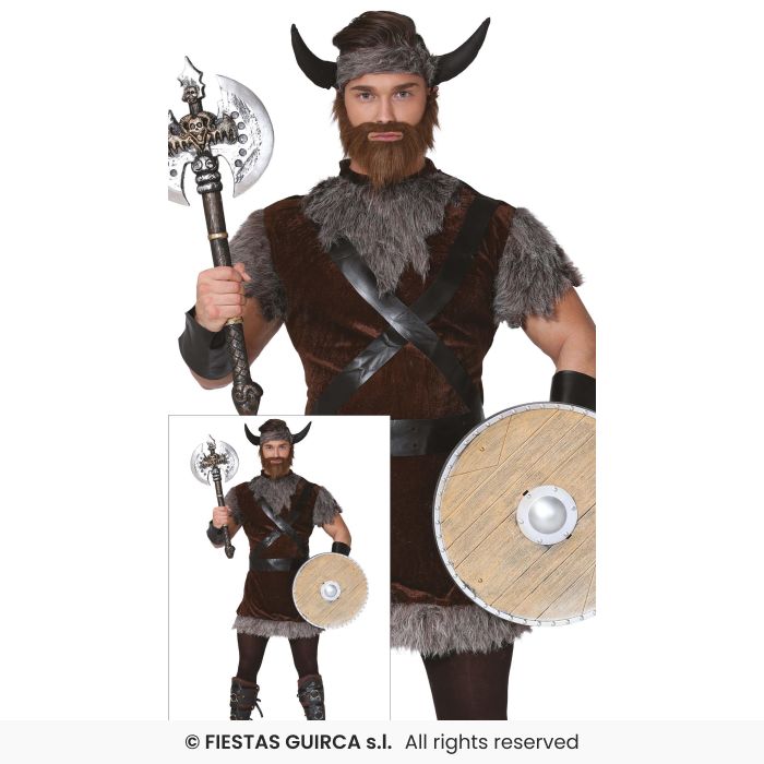 Deluxe Mens Viking Costume Adults Noarse Warrior Fancy Dress Historical S-XXL