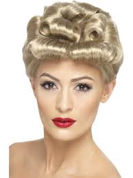 40s War Time Wig Ladies Blonde Vintage Fancy Dress Accessory Adults