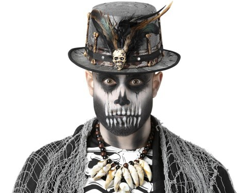 Voodoo Hat Mens Halloween Fancy Dress Accessory Witch Doctor Black Top Hat