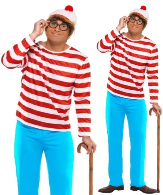 Where's Wally Mens Adults Licensed New Fancy Dress Costume New World Book Day