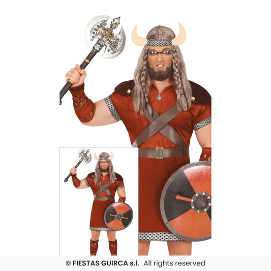 Nordic Warrior Mens Viking Costume Adults Noarse Warrior Fancy Dress Historical S-XL