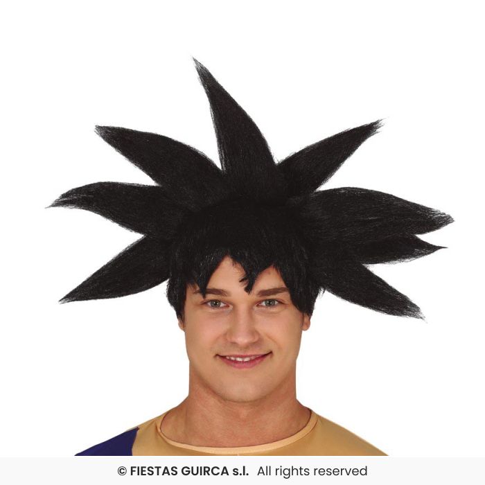 Black Warrior Wig Japanese Anime Cartoon Fancy Dress Accessory Mens