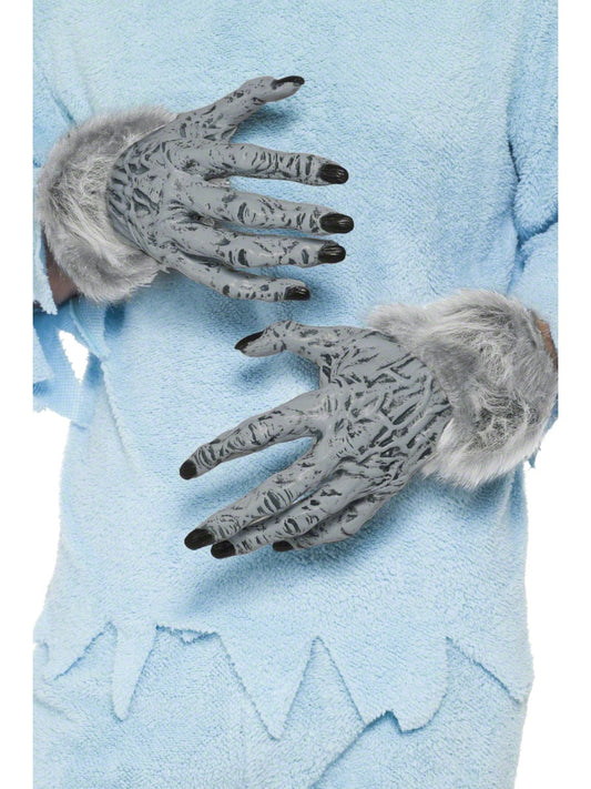 Grey Werewolf Hands Adults Wolf Gloves Halloween Fancy Dress Accessory