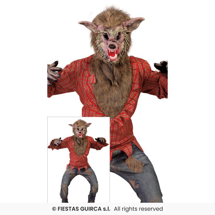 Scottish Wolf Mens Halloween Werewolf Fancy Dress Costume Mens Outfit