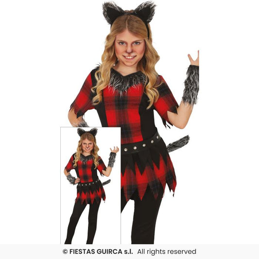 Girls Halloween Wolf Fancy Dress Costume Werewolf Outfit Kids Age 3-12