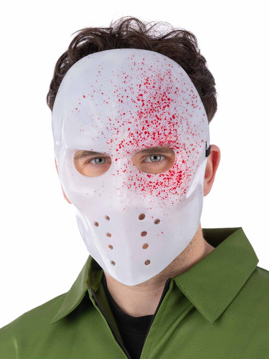 White Blood Splatter Hockey Mask Adults Halloween Fancy Dress Accessory Jason