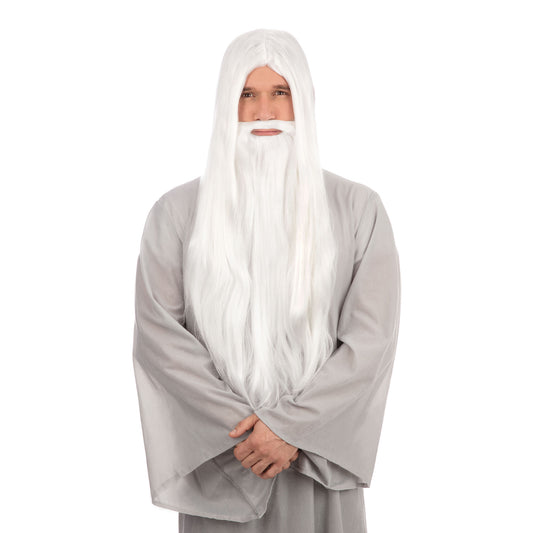 Wizard Wig + Long Beard White